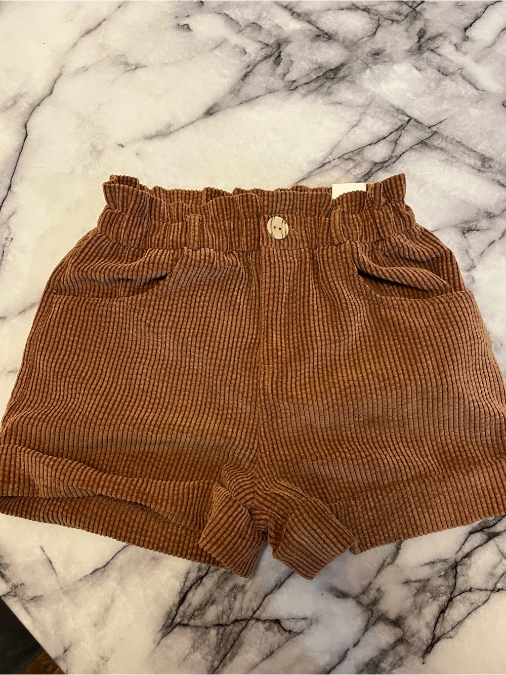 Ribbed Brown Corduroy High-Waist Zara Shorts for Girls